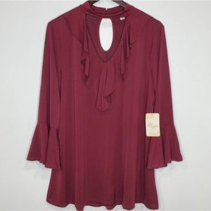 Misia Hi-Low Ruffle Bell Sleeve Size L Tunic